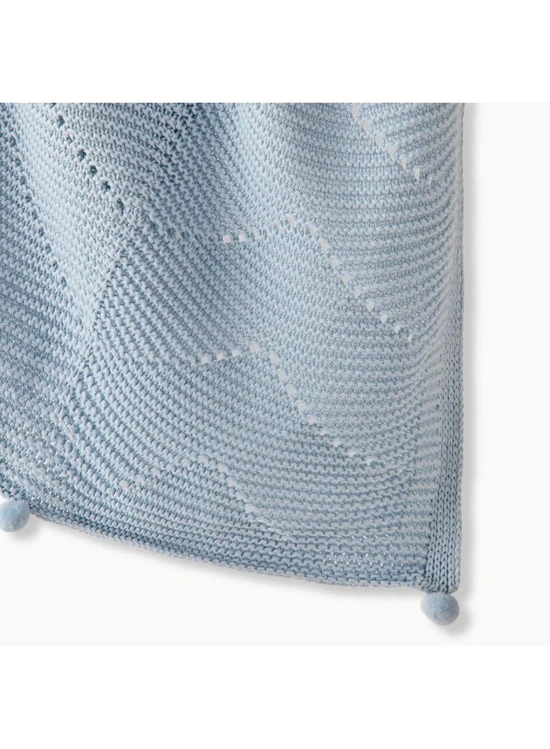 Nini Baby - Organic Cotton Knitted Baby Blanket, Bobbles, Antibacterial Finish – Ballad Blue, 0-36 Months - Image 5